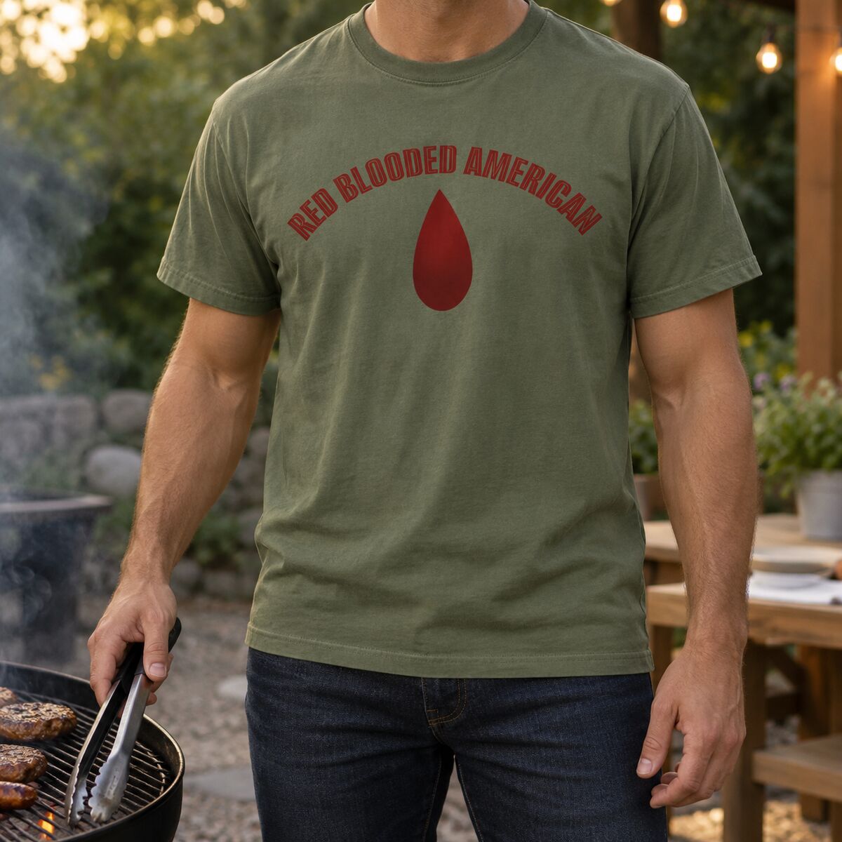 Red Blooded American Blood Drop Tee